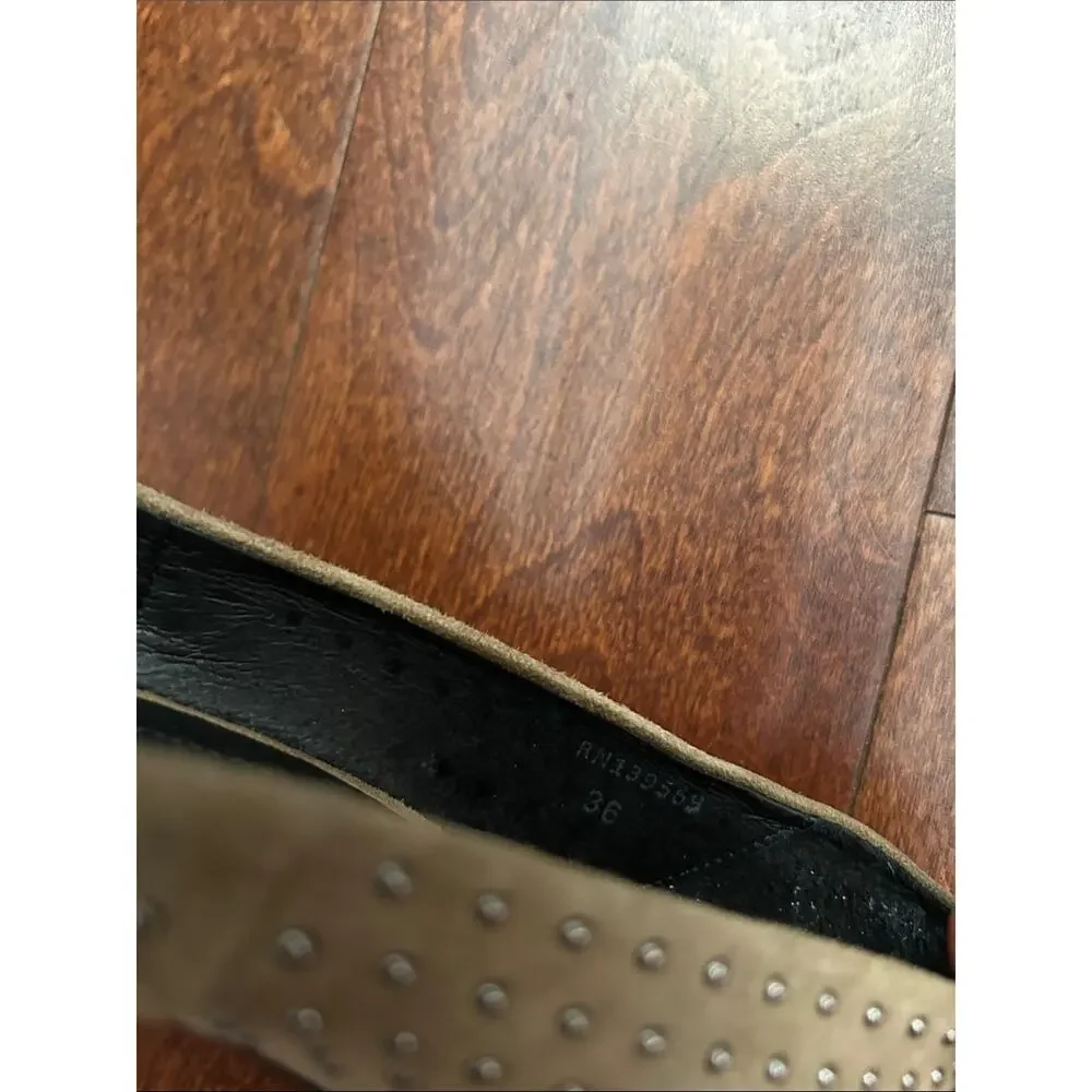 The Kooples Taupe Suede Studded Pointed-Toe Stiletto Heels, Size 5.5/6 (36)
